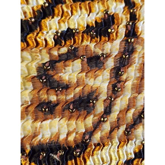 Alberto Makali Mixed Pattern Beaded Top Luxe Brown Black & Gold Statement  Small - Picture 9 of 10